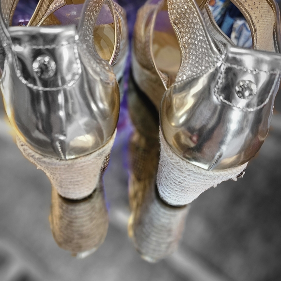 Michael Kors Shimmering Gold Zipper Sandals - Picture 2 of 3